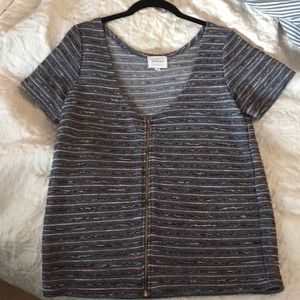 Sezane metallic “tweed” top with zipper